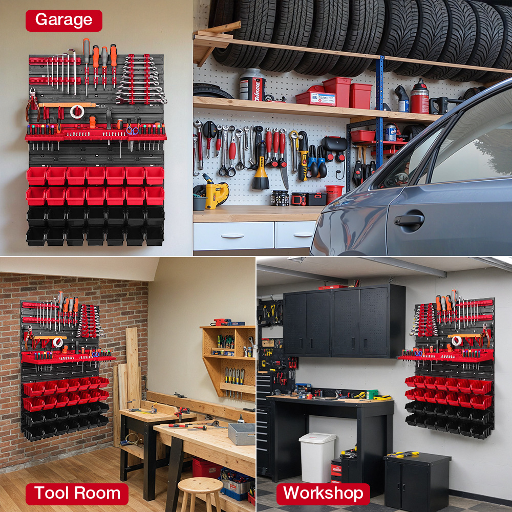 Workshop Tools Wall - Werkzeug-Wandregal Werkzeughalter 28 Stapelboxen Wandmontiertes Werkzeugregal