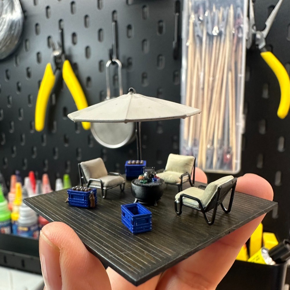 Tools Workshop For Kids - Diorama 1/64 Freizeitterrasse Miniatur-Szenenmodell Garage Innenraum-Möbel