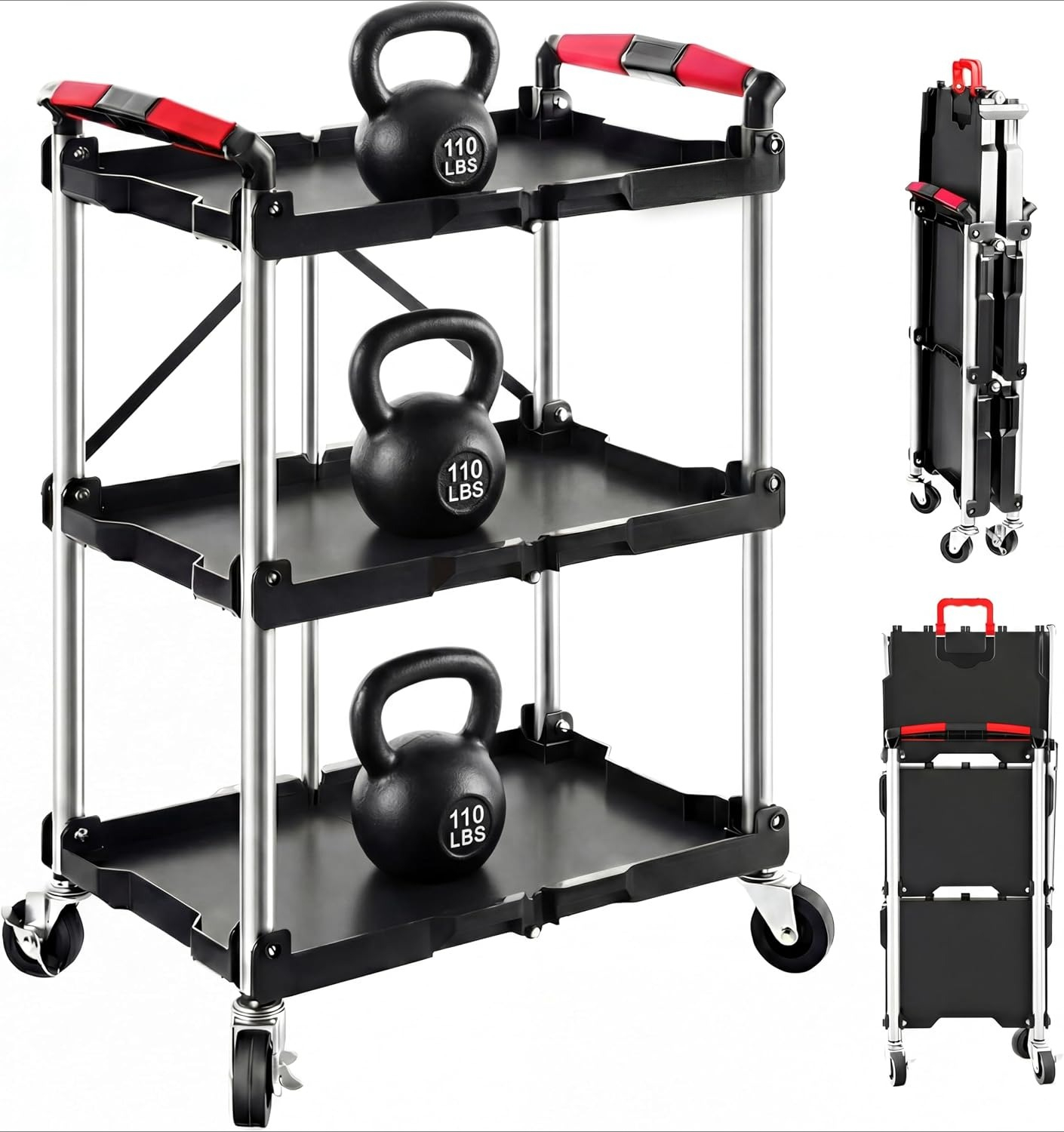3-stöckiger faltbarer Rollwage – Workshop Tools Shelf Bewertung und Preis